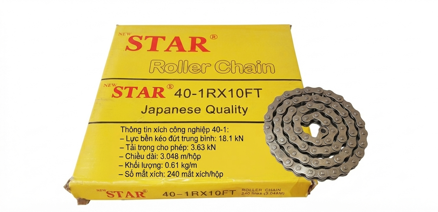 Sên STAR 40 đơn, sên thép 40 đơn 1 dãy, sên đơn 40.