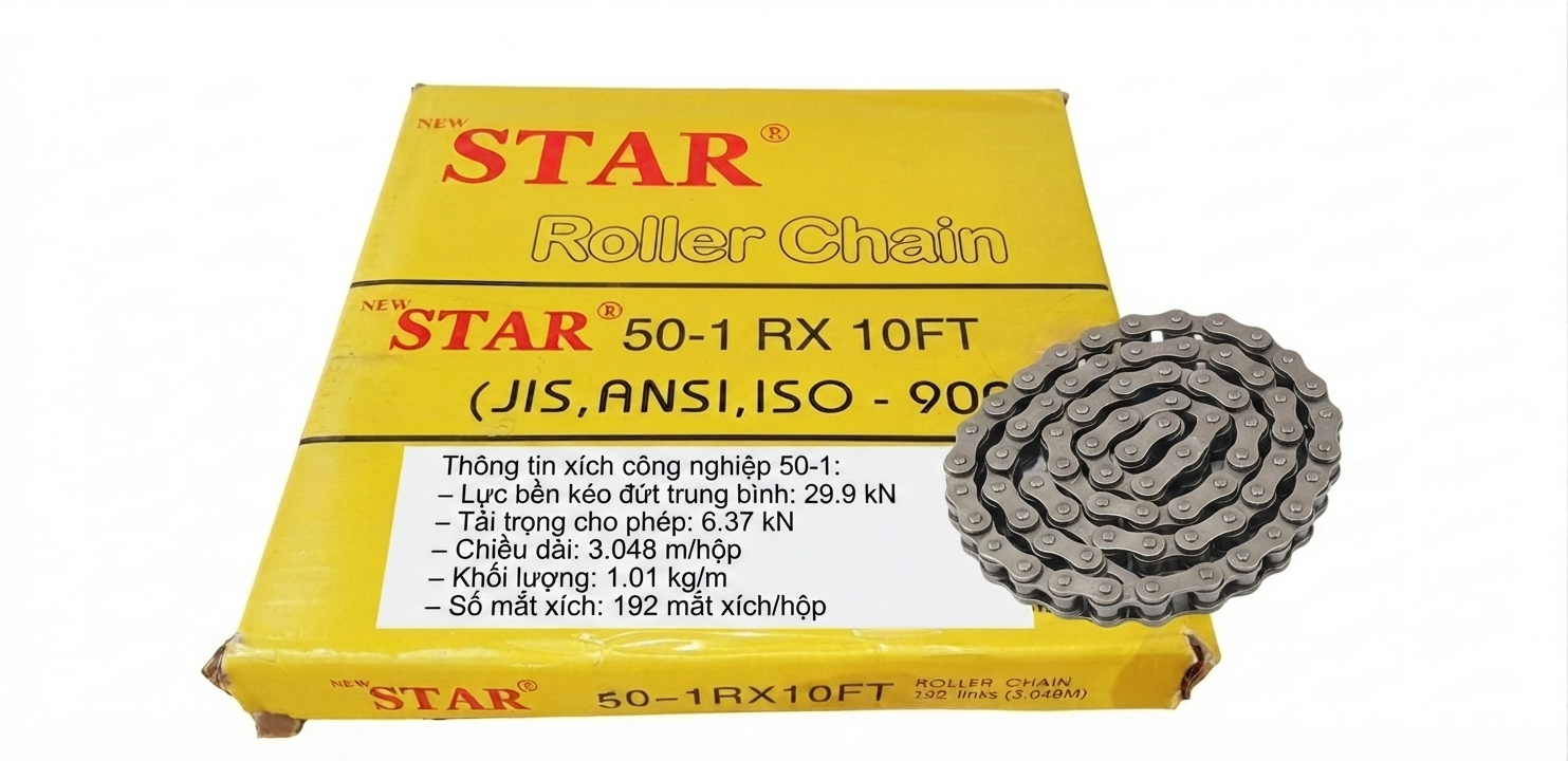 Sên STAR 50 đơn, sên thép 50 đơn 1 dãy, sên đơn 50.