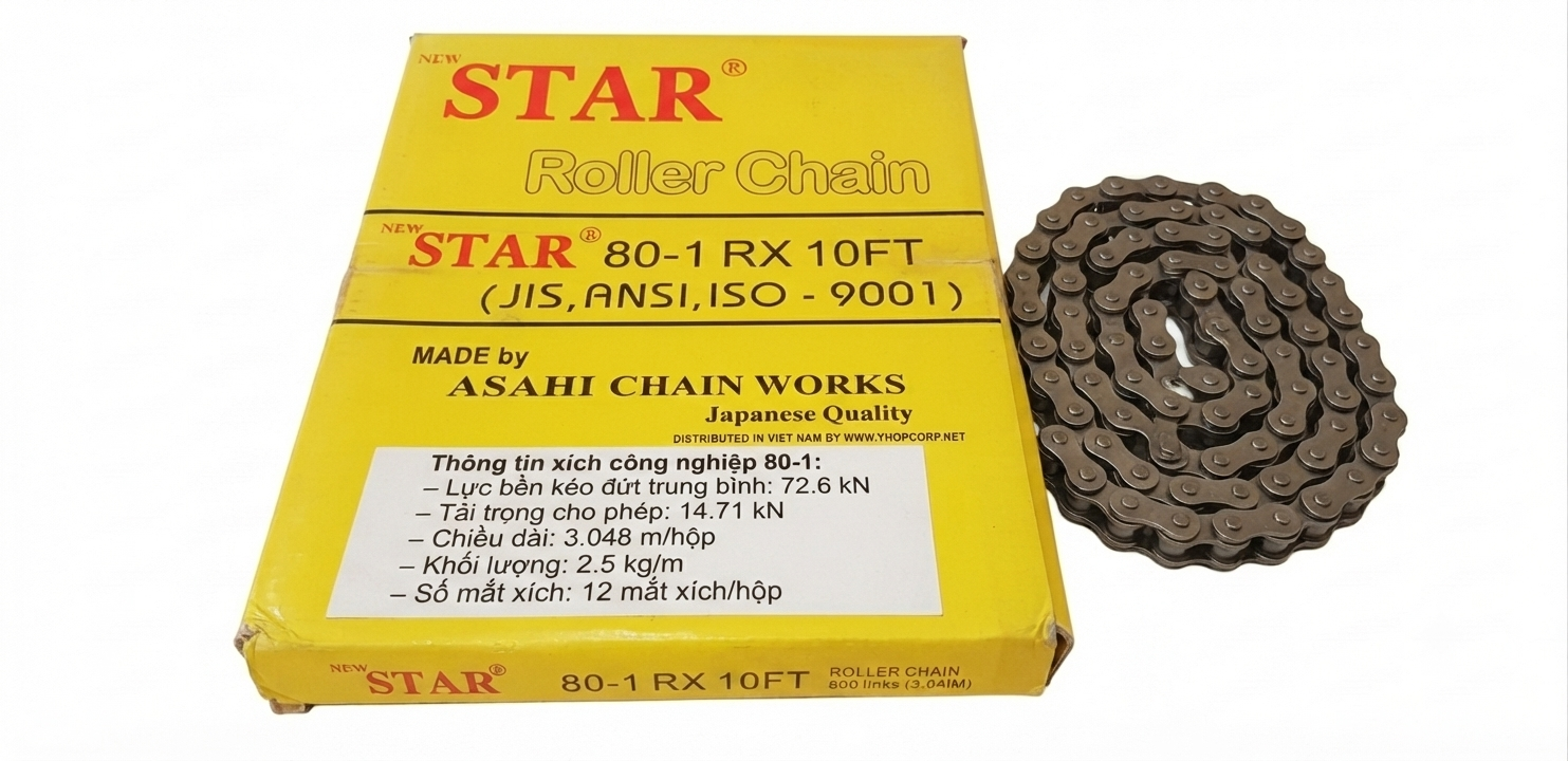 Sên STAR 80 đơn, sên thép 80 đơn 1 dãy, sên đơn 80.